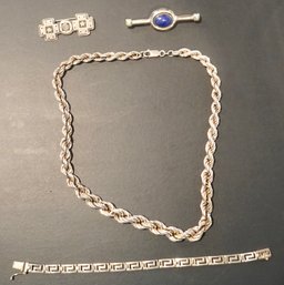 B Jewelry Lot 4 Marked Silver Signed & Costume