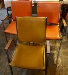 #441 B Mid Century Lot Of 5 Chairtex Chairs 2 Orange 3 Gold