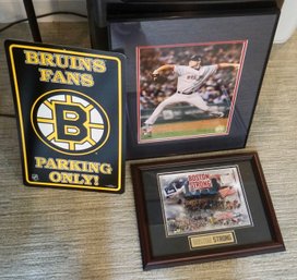 B Lot Of 3 Sports Items 2 Bruins & 1 Red Sox
