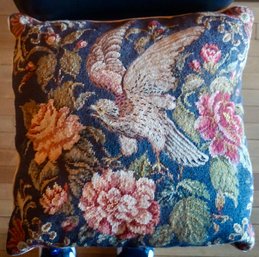 #173 Vintage Bird Needlepoint Pillow 18' Square