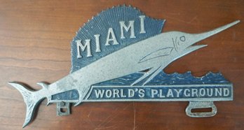 #474 Vintage License Plate Topper (Miami World's Best Playground) 12 1/2'L
