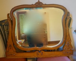 #505 Oak Harp Beveled Mirror (For Dresser)