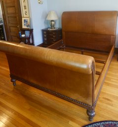 #540 Leather/ Wood Queen Size Bed Frame