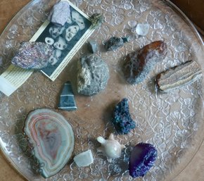 #556 Tray Lot  Of Crystals Rocks & Geo's, Amethysts
