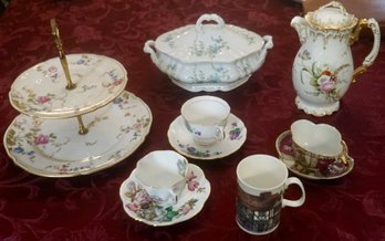 DR628 Lot Of 7 China Pieces Including Limoges Chocolate Pot