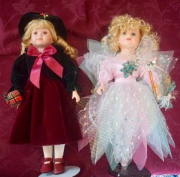 DR658  Pair Of Dolls Porcelain Face 17'T (fairy Godmother)