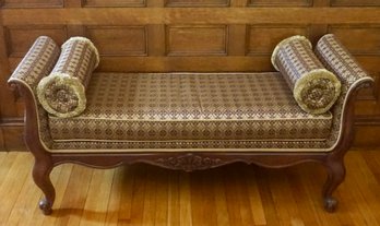 DR663 Ethan Allen Gold & Purple Carved Footed Bench