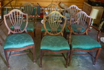G703 Set Of 6 Mahogany Shield Back Dining Room Chairs