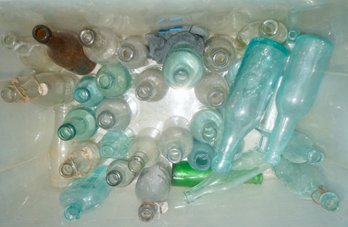G711 Box Lot Of Old Bottles Over 30 Including Blob Top