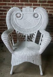 B White Painted Wicker Chair
