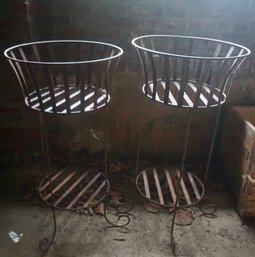 B Pair Of Metal Plant Stands