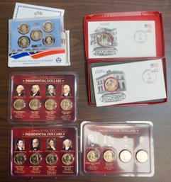 #204 Lot Of 12 Presidential Dollars, Quarter Proof Set & Statue Of Liberty First Day Cover