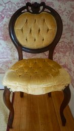 #789 Carved Walnut Tufted Side Chair