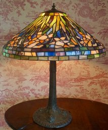 #792 Tiffany Style Slag Lamp/Metal Base