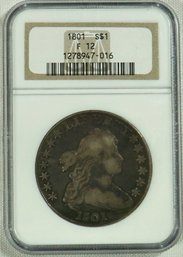 #2 1801 Regular Strike Silver Dollar , NGC  - F 12