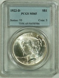 #5 1922- D  Silver Dollar  PCGS - MS 65