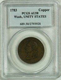 #7 1783 Copper Washington Unity States ,    PCGS  AU58