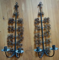 #874 Pair Of Wrought Iron Candelabra's 24'T X 8'W