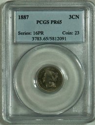 #53 - 1887  Three Cent Nickel ,  PCGS  PR65