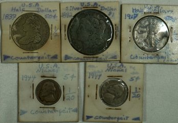 #82 - Lot Of 5 Counterfeit US Coins