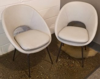 #262 Pair Of Modern Leather Grey Chairs