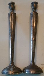 #953 Pair Of Edwardian Weighted Sterling Candle Holders