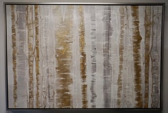 #271 Modern Signed Trina Art Work ( White, Gold & Gray)