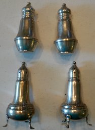 #962 2 Sets Of Sterling Salt & Peppers Glass Inserts
