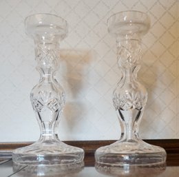 #21 Pair Of Waterford Candleholders 7 1/2'T