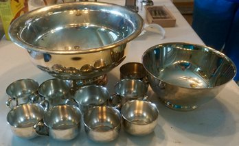 #966 Silverplate Punch Bowl 9cups & Side Bowl