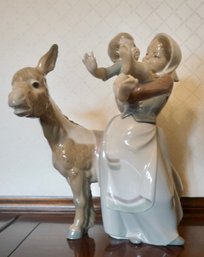 #30 Lladro 'The Walk' 4843 Donkey Ride With Mother & Child 10'T