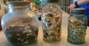 #980 Lot Of 3 Button Jars