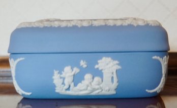 #58 Wedgewood Blue Square Covered Trinket Box 4'