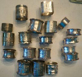 #993 Lot Of 19 Silverplate Napkin Rings
