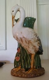 #995 Majolica Stork Vase 9'T