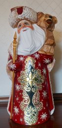 #64 Hand Carved & Painted St Nick Makapoba Russina St Nick W/ Bear 12'T