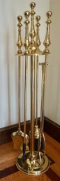 #77 Brass 4 Piece Fireplace Tool Set