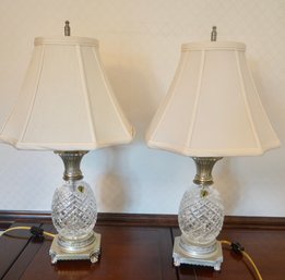 #82 Pair Of Waterford Pineapple Lamps 22'T