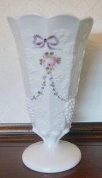 #91 Imperial Milk Glass Hand Painted Vase 9'