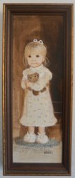 #106 Dianne Dengel Little Girl W/Teddy Bear Painting 17 X 7