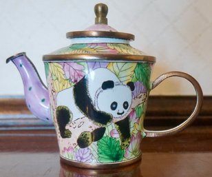 #113 Kelvin Chen #457 Panda Bear Cloisenne Tea Pot