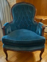 LR#8 Carved Blue Velvet Sitting Chair