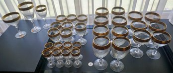 Gold Rim Crystal Glasses Including Gorham Reizart