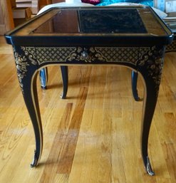#LR38  Drexel Heritage ET Cetera Collection Chinoiserie Black Laquer Side Table