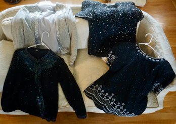 #LR64 Lot Of 4 Beaded Sweaters & Shirts