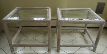 #120a Pair Of Henry Link Wicker Tables