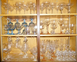 #K93 Cabinet Lot Of Glasses