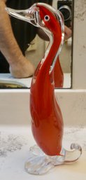 #B115 Red Art Glass Duck 12'T