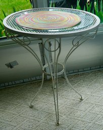 #P130 Painted White Wrought Iron Table
