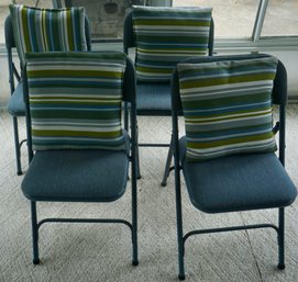 #P134 4 Samsonite Folding ChairS & Pillows